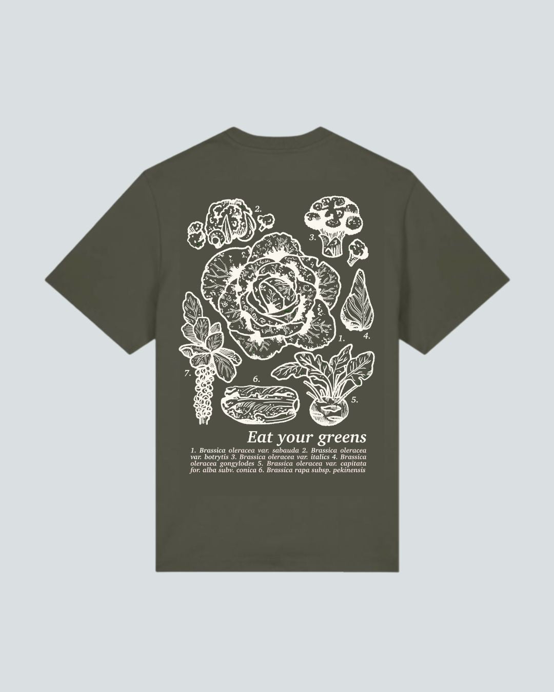 Moosgrünes Kohl T-Shirt mit weißemRückenprint, Von Koohl's, Slow Fashion