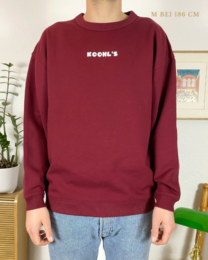 Nachhaltiger Bio-Pullover mit Pizzamotiv, roter Sweater, handbedruckt – Koohl’s Slow Fashion