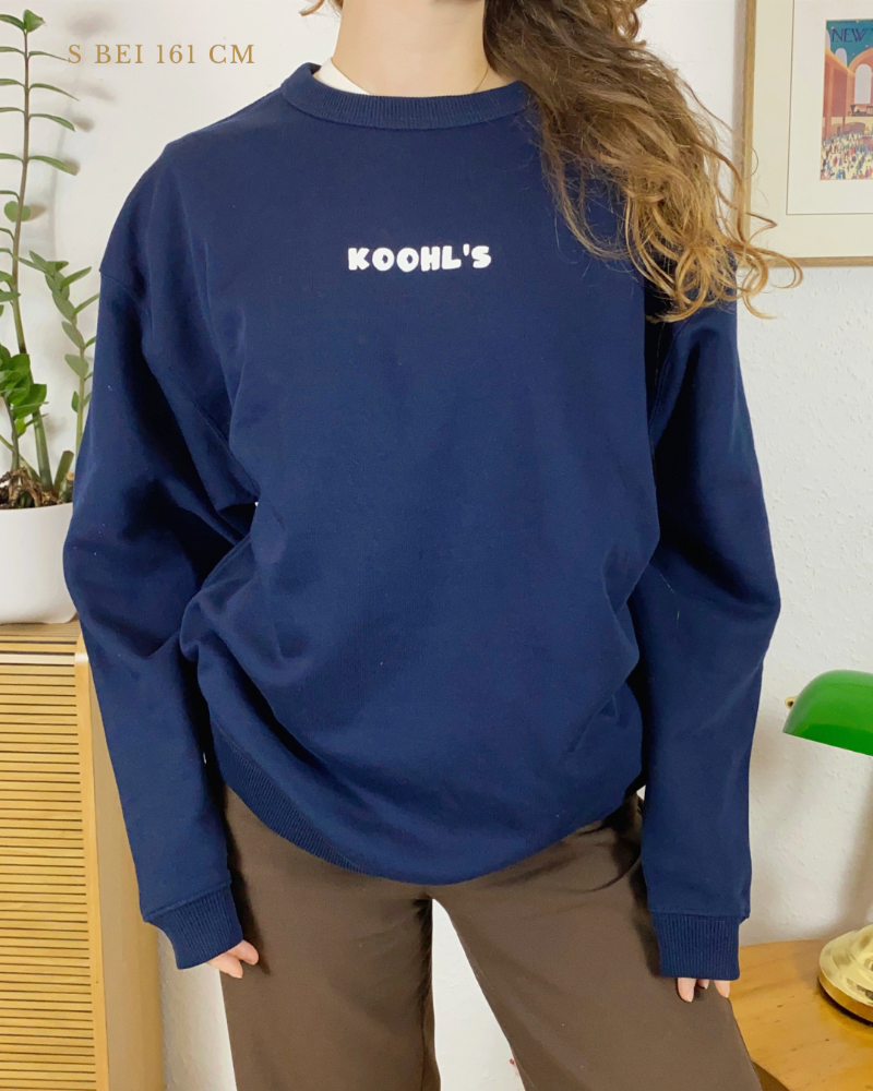 Nachhaltiger Bio-Pullover mit Ramenmotiv, blauer Sweater, handbedruckt – Koohl’s Slow Fashion