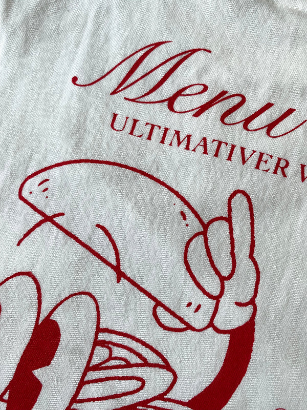 Nachhaltiges Bio-T-Shirt mit Burgermotiv, handbedruckt – Koohl’s Slow Fashion