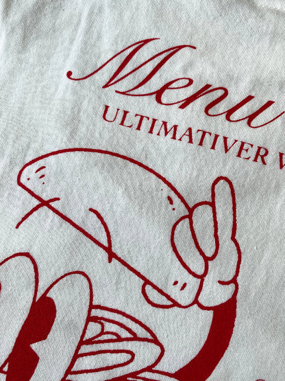 Nachhaltiges Bio-T-Shirt mit Burgermotiv, handbedruckt – Koohl’s Slow Fashion