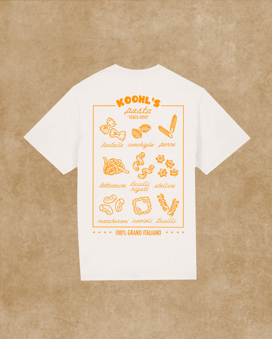 Nachhaltiges Bio-T-Shirt mit Pastamotiv, handbedruckt – Koohl’s Slow Fashion