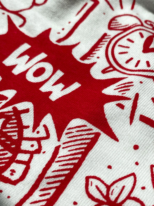 Nachhaltiges Bio-T-Shirt mit Pizzamotiv, handbedruckt – Koohl’s Slow Fashion, nahaufnahme