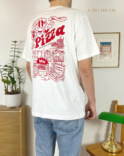 Nachhaltiges Bio-T-Shirt mit Pizzamotiv, handbedruckt – Koohl’s Slow Fashion
