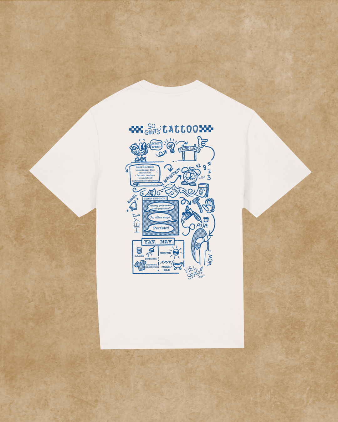 Nachhaltiges Bio-T-Shirt mit Tattoomotiv, handbedruckt – Koohl’s Slow Fashion