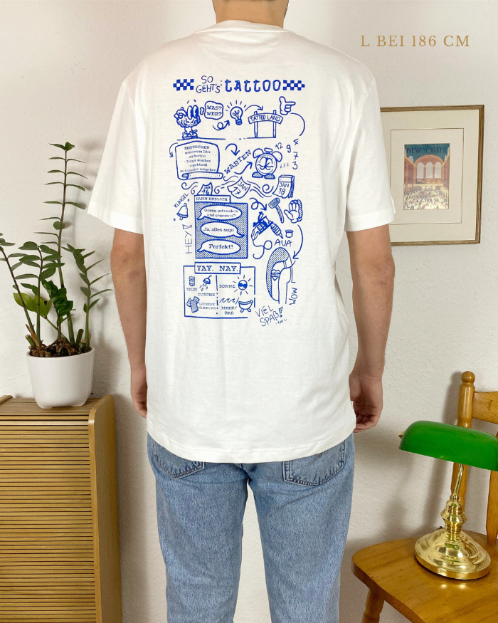 Nachhaltiges Bio-T-Shirt mit Tattoomotiv, handbedruckt – Koohl’s Slow Fashion