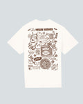 Koohl's Vegan Kochen T-Shirt, Rückenmotiv Vegan Kochen, braunee Druck per Siebdruck mit wasserbasierten Farben auf oversized Bio-Baumwoll T-Shirt, Slow Fashion