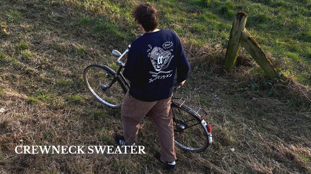 Nachhaltiges Bio-pullover mit Ramenmotiv, handbedruckt – Koohl’s Slow Fashion